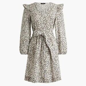 J. Crew Lightweight Cotton Puff Sleeve Mini Dress in Leopard M